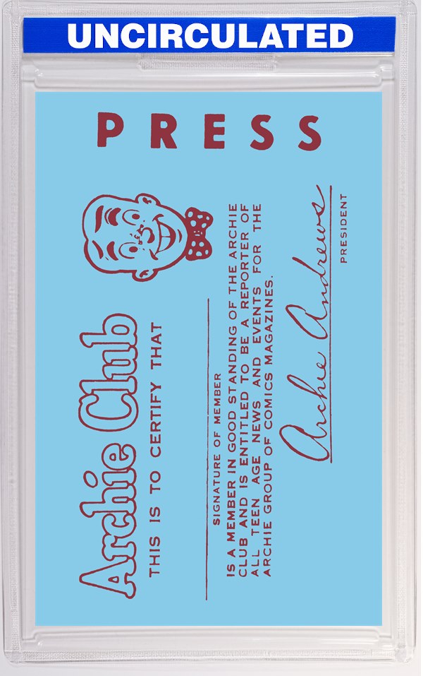 Archies Madhouse #1 Facsimile Edition CVR F Bob Montana Archie Fan Club Card Foil VAR