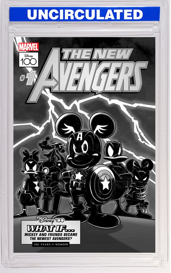 AMAZING SPIDER-MAN 25 DONALD SOFFRITTI DISNEY100 THE NEW AVENGERS BLACK AND WHIT E VARIANT