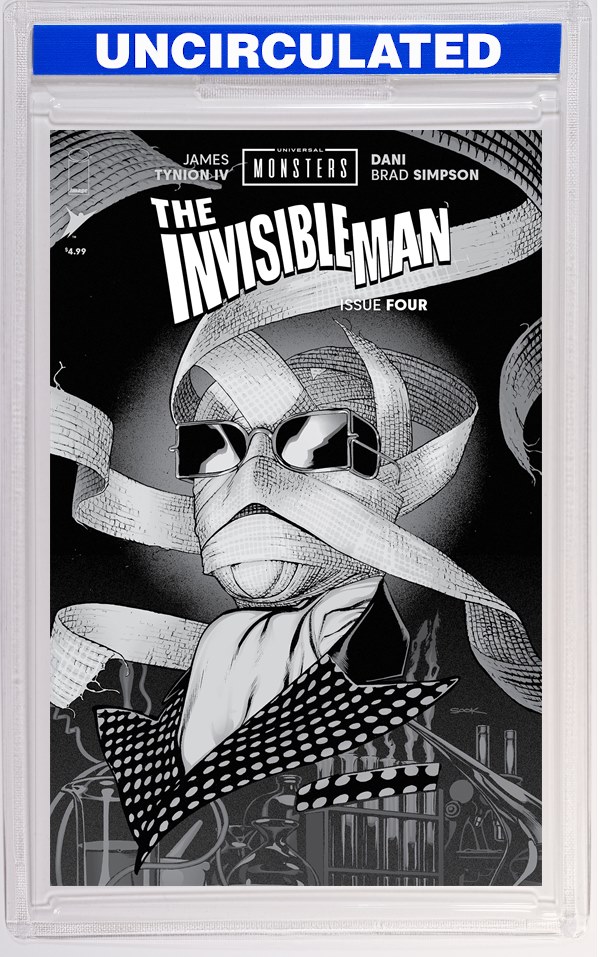 Universal Monsters The Invisible Man #4 (Of 4) CVR D INC Ryan Sook B&W Horror VAR