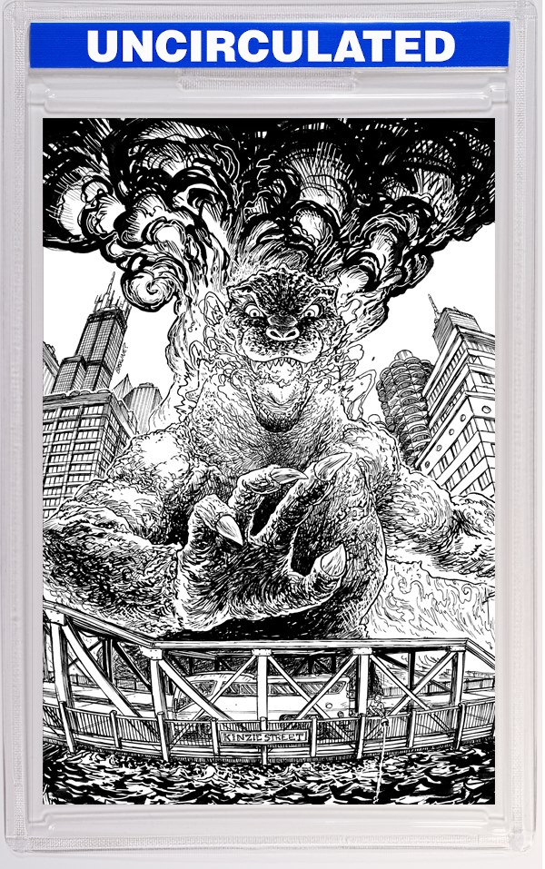 Godzilla Vs. America: Chicago Variant RI (Browne Full Art B&W)