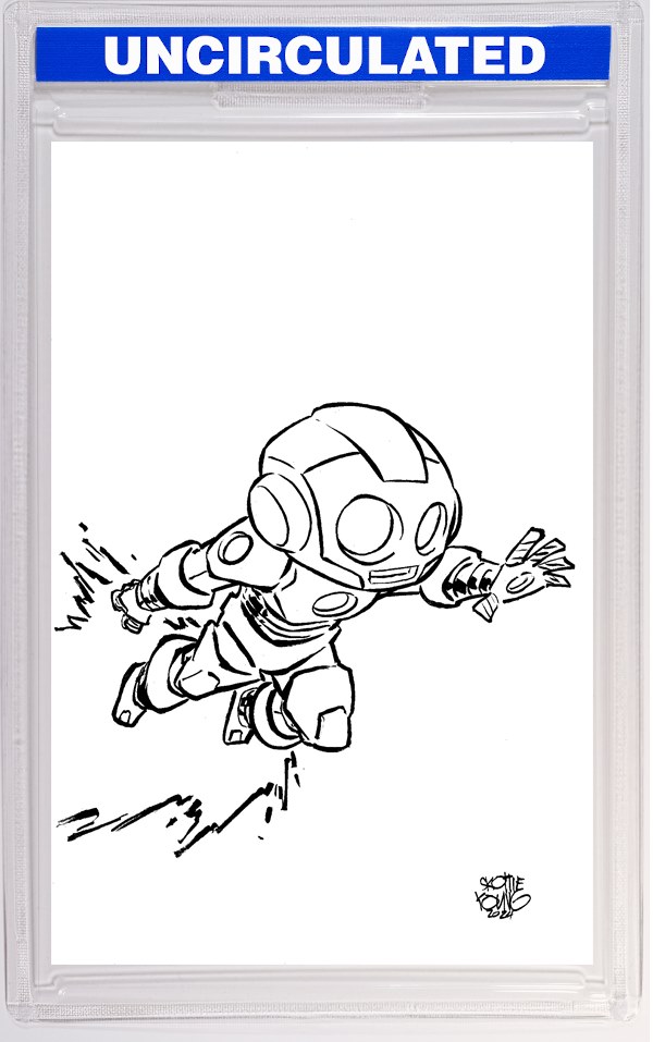 INVINCIBLE IRON MAN #19 SKOTTIE YOUNG'S BIG MARVEL VIRGIN BLACK AND WHITE VARIANT