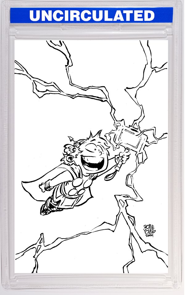 IMMORTAL THOR #12 SKOTTIE YOUNG'S BIG MARVEL VIRGIN BLACK AND WHITE VARIANT